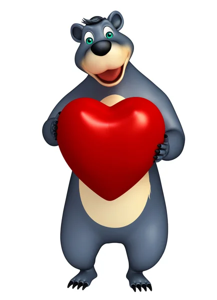 Lindo oso personaje de dibujos animados con corazón —  Fotos de Stock