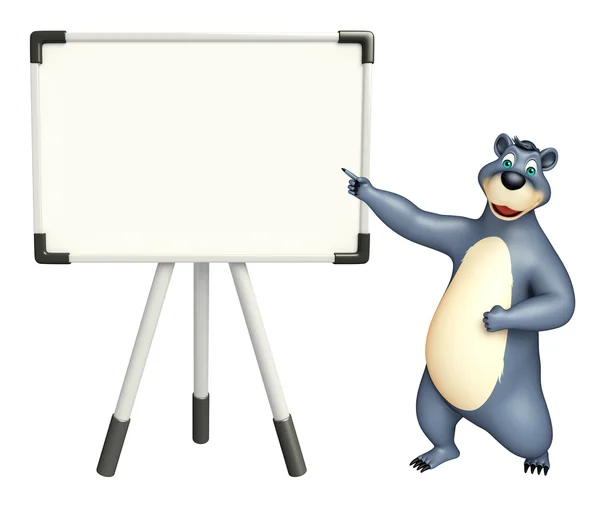 Roztomilý medvídek kreslená postava s bílou tabuli — Stock fotografie