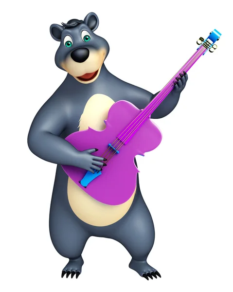 Cute Bear cartoon character with guitar — Stock Photo, Image