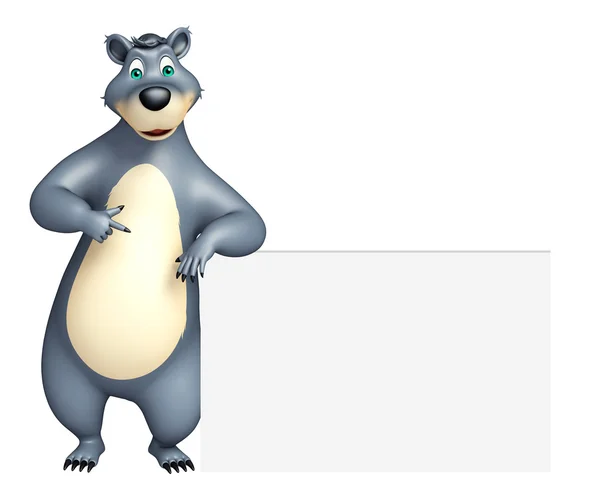 Personnage de dessin animé ours mignon avec tableau blanc — Photo