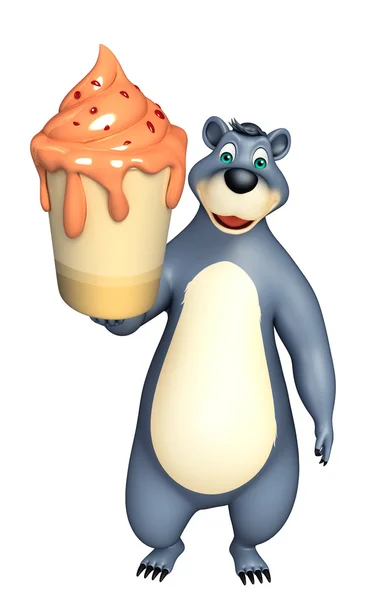 Lindo personaje de dibujos animados oso con helado — Foto de Stock