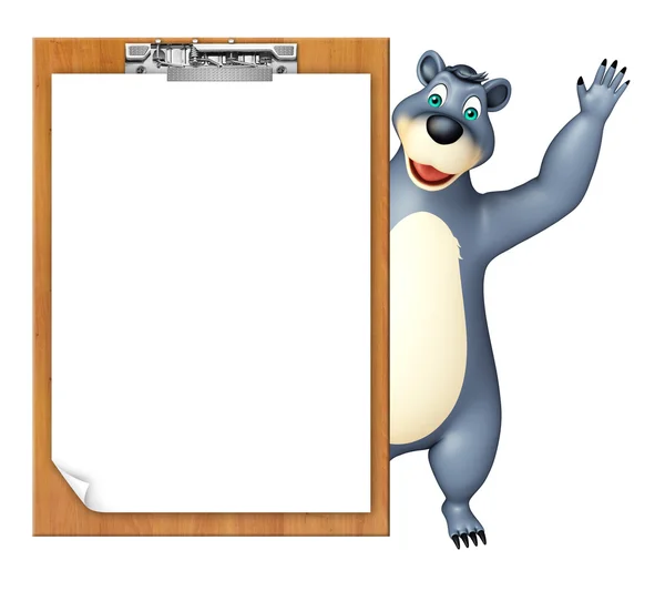 Urso bonito personagem de desenho animado com almofada de exame — Fotografia de Stock