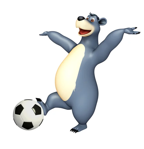 Urso personagem de desenho animado com futebol — Fotografia de Stock