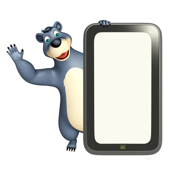 Niedlichen Bären Cartoon-Figur mit Handy — Stockfoto