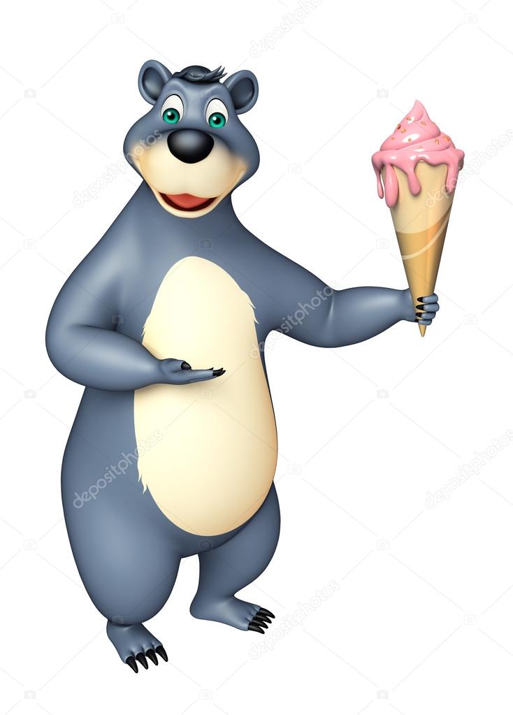 cute Bear cartoon character with ice cream