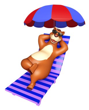 sevimli ayı plaj sandalyesi ile karakter karikatür