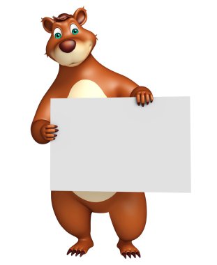 sevimli ayı beyaz tahta ile karakter karikatür