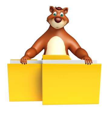 sevimli ayı çizgi film karakteri ile klasör