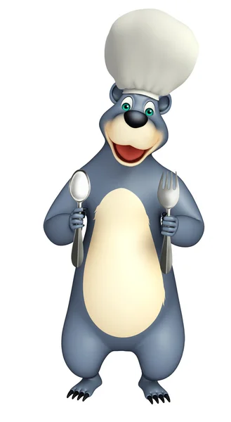 Medvěd kreslená postava s lžíce — Stock fotografie