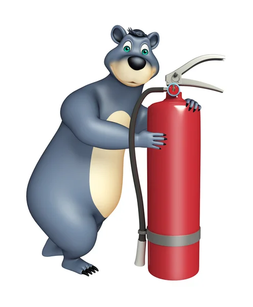 Oso personaje de dibujos animados con extintor de incendios — Foto de Stock