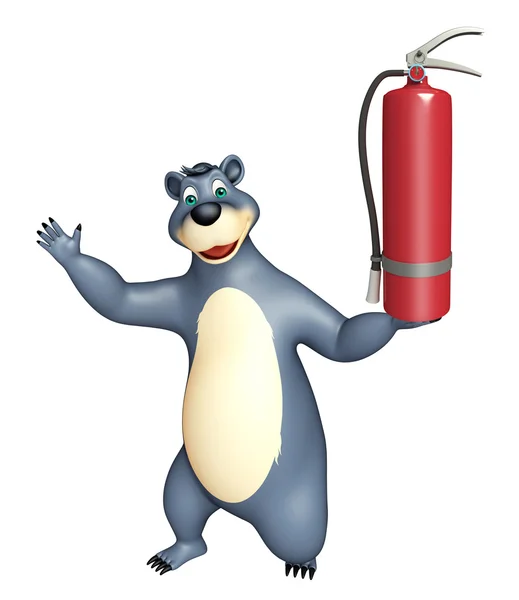 Oso personaje de dibujos animados con extintor de incendios — Foto de Stock