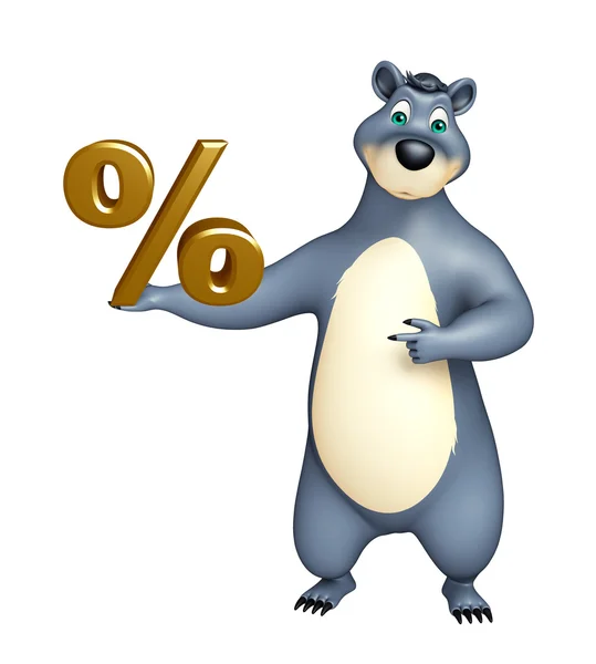 Medve rajzfilmfigura százalékjel — Stock Fotó