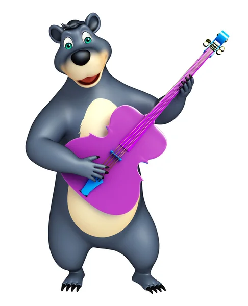 Cute Bear cartoon character with guitar — Stock Photo, Image