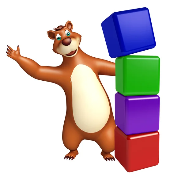 Carino orso personaggio dei cartoni animati con livello — Foto Stock