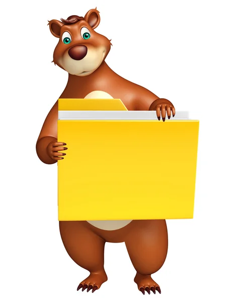 Niedlichen Bären Cartoon-Figur mit Ordner — Stockfoto