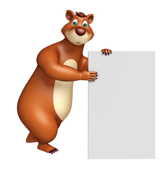 Roztomilý medvídek kreslená postava s bílou tabuli — Stock fotografie