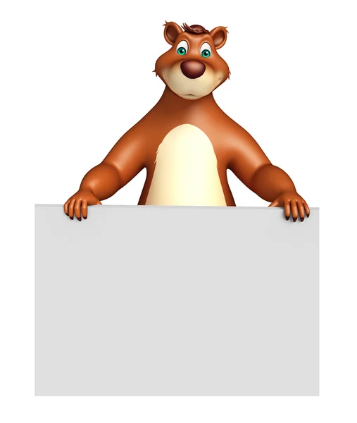 Милый персонаж мультфильма Медведь с белой доской — стоковое фото