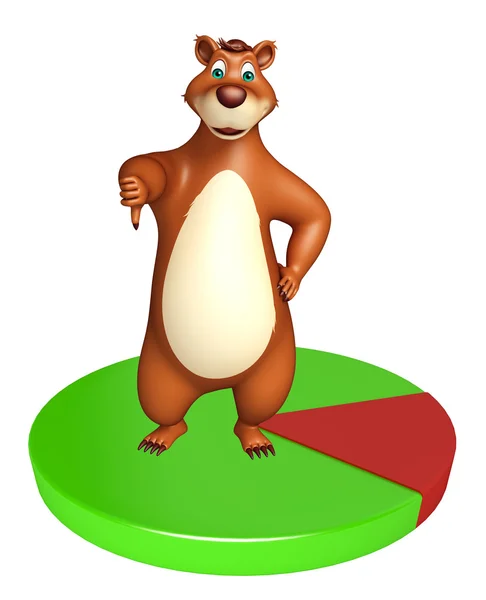 Divertido Urso personagem de desenho animado com sinal de círculo — Fotografia de Stock