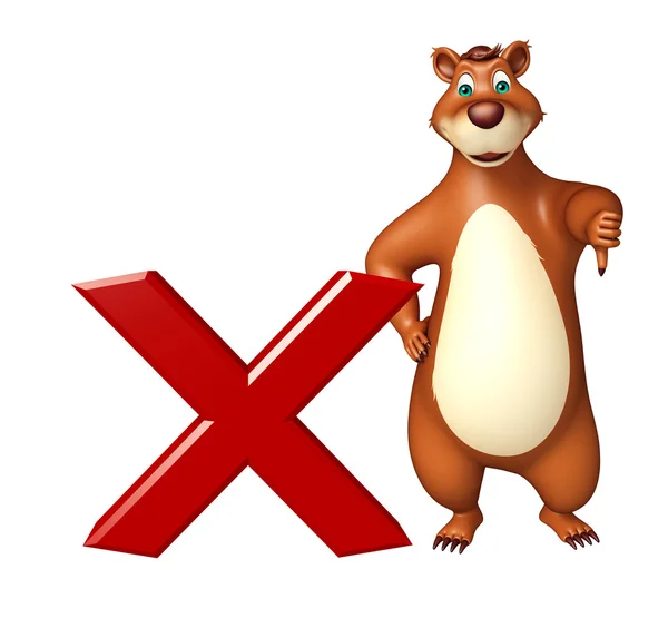 Zabawy kreskówka niedźwiedź z krzyża znak — Zdjęcie stockowe