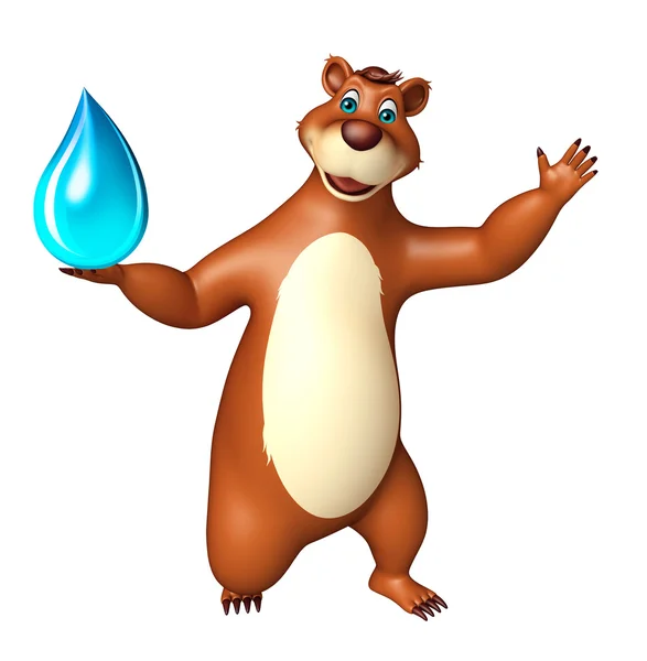 楽しい水ドロップとクマ漫画のキャラクター — ストック写真