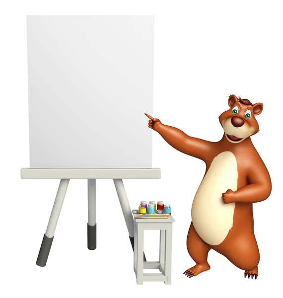 Lindo personaje de dibujos animados oso con tablero blanco — Foto de Stock