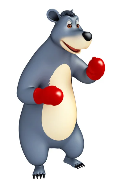 Cute Bear cartoon character with boxing glubs — Stock Photo, Image