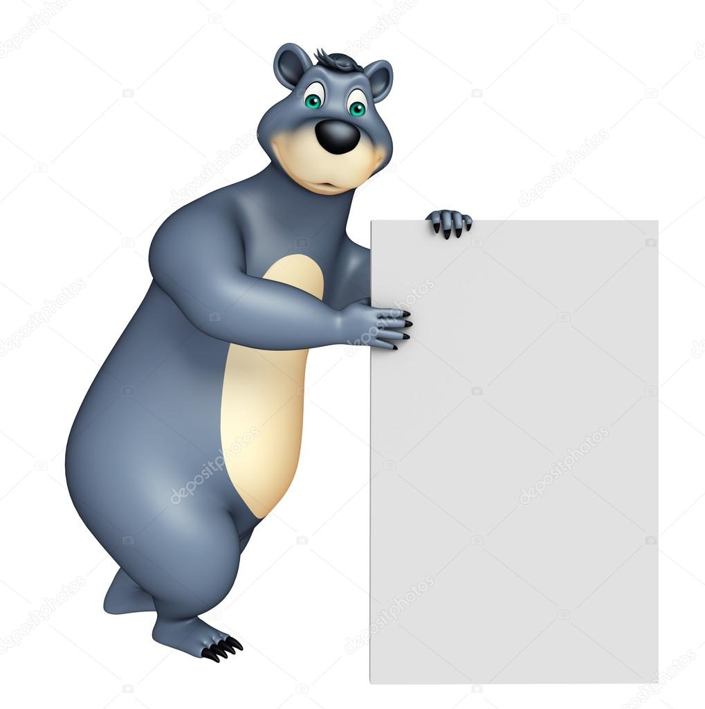 cute Bear cartoon character with white board