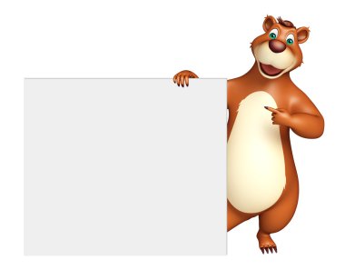 sevimli ayı beyaz tahta ile karakter karikatür