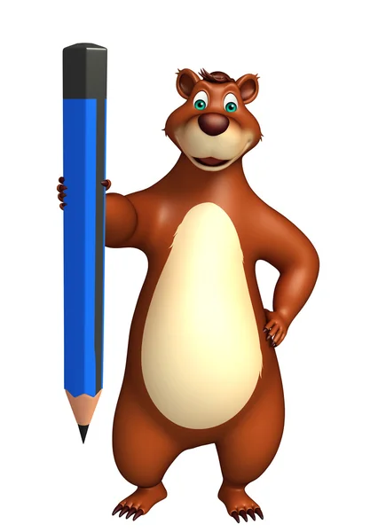 Sevimli ayı karakter kalemle karikatür. — Stok fotoğraf