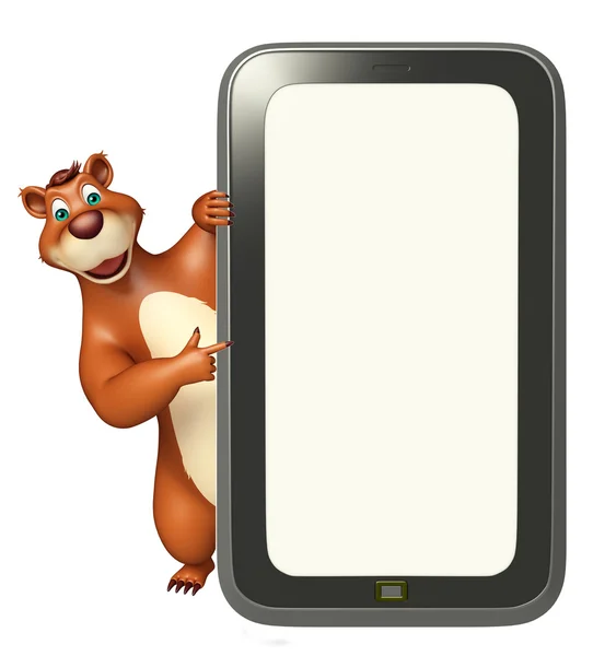 Zabawy Bear postać z kreskówek z komórkowego — Zdjęcie stockowe
