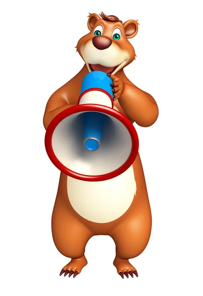 Roztomilý medvídek kreslená postava s reproduktor — Stock fotografie