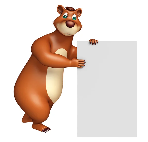 Cute Bear cartoon character with white board — Stock Photo, Image