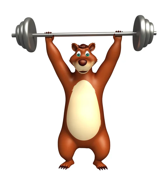 Cute Bear cartoon character with gim equipment — Stock Photo, Image