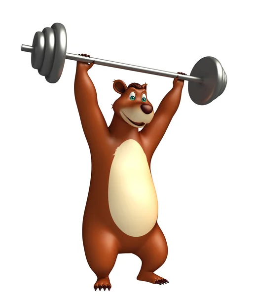 Cute Bear cartoon character with gim equipment — Stock Photo, Image