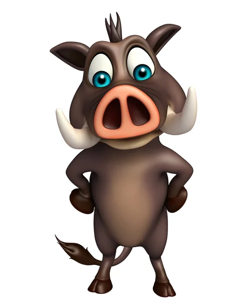 귀여운 멧돼지 재미 있는 만화 캐릭터 — 스톡 사진