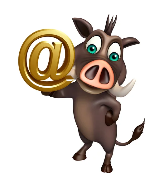 Spaß Wildschwein Cartoon-Figur mit der Rate Zeichen — Stockfoto