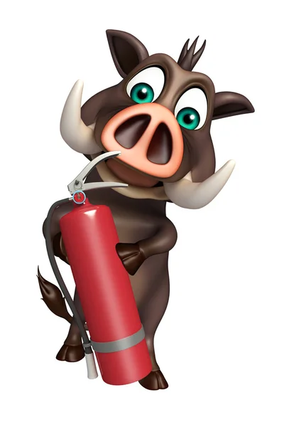 Personaje de dibujos animados de jabalí con extintor — Foto de Stock