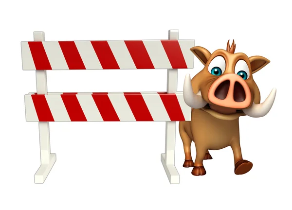 Spaß Wildschwein Cartoon-Figur mit Barakaden — Stockfoto