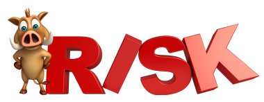 yaban domuzu çizgi film karakteri risk işareti ile eğlenceli