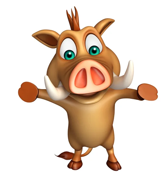 Sevimli yaban domuzu komik karikatür karakter — Stok fotoğraf