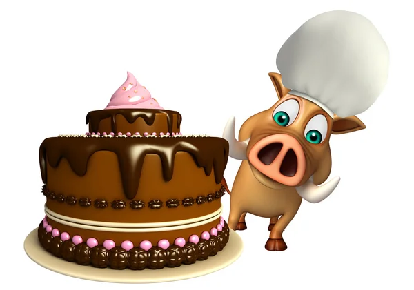 Милий персонаж мультфільму Кабана з тортами — стокове фото