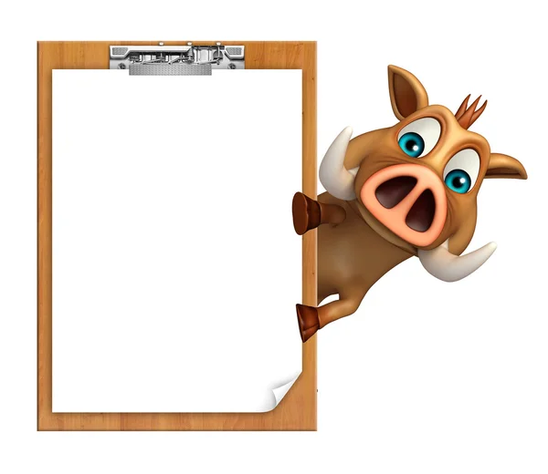 Söta vildsvin seriefiguren med examen pad — Stockfoto