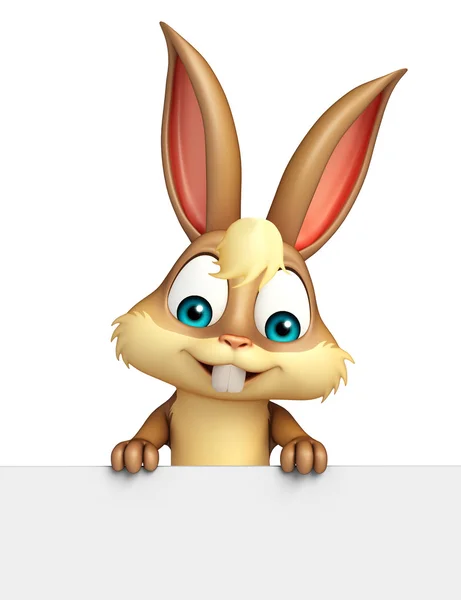Fun Bunny cartoon character with white board — Stock Photo, Image