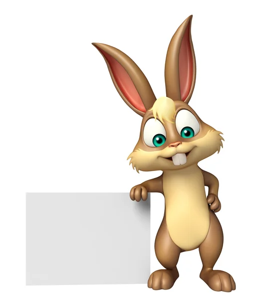 Fun Bunny cartoon character with white board — Stock Photo, Image