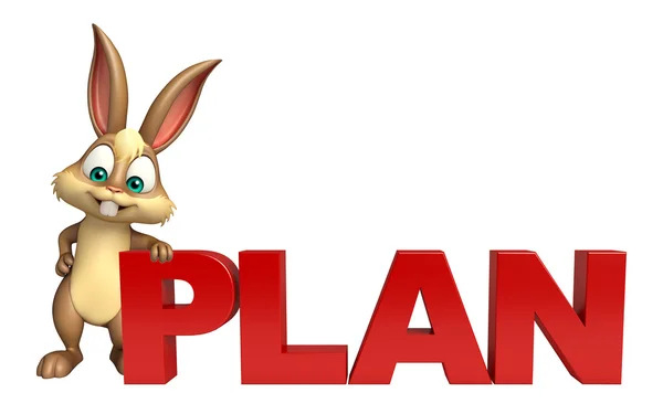 Divertido personaje de dibujos animados Bunny con signo de plan — Foto de Stock