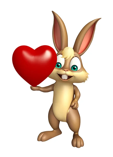 Divertente personaggio dei cartoni animati Bunny con cuore — Foto Stock