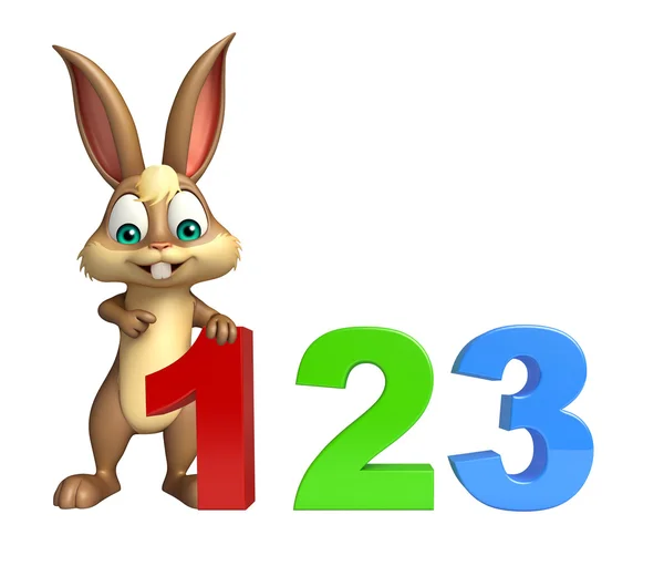 Personaje de dibujos animados Bunny con 123 signo — Foto de Stock