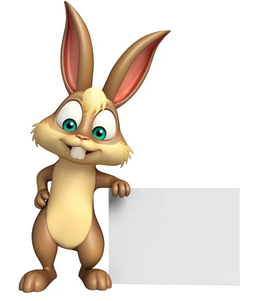 Fun Bunny cartoon character with white board — Stock Photo, Image