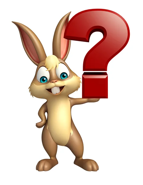 Bunny personaggio dei cartoni animati con segno punto interrogativo — Foto Stock