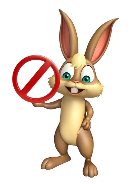 Lindo personaje de dibujos animados Bunny con señal de stop — Foto de Stock